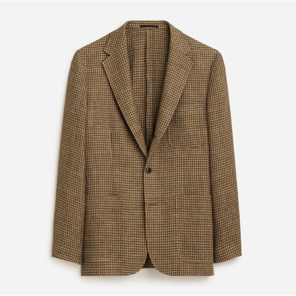 NEW J.Crew Crosby Blazer Mens 48R Beige Houndstooth Linen Italian Cloth Preppy